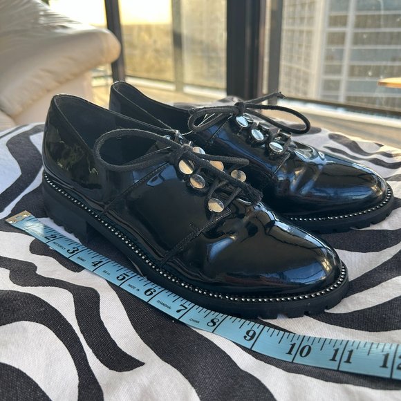 Josiny Shiny Black Oxford Shoes with Rhinestones - Picture 7 of 8